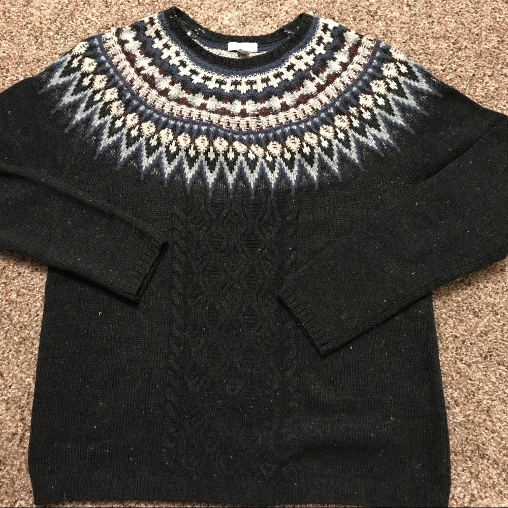 NWT J Jill Cabled Fair Isle Pullover Sweater